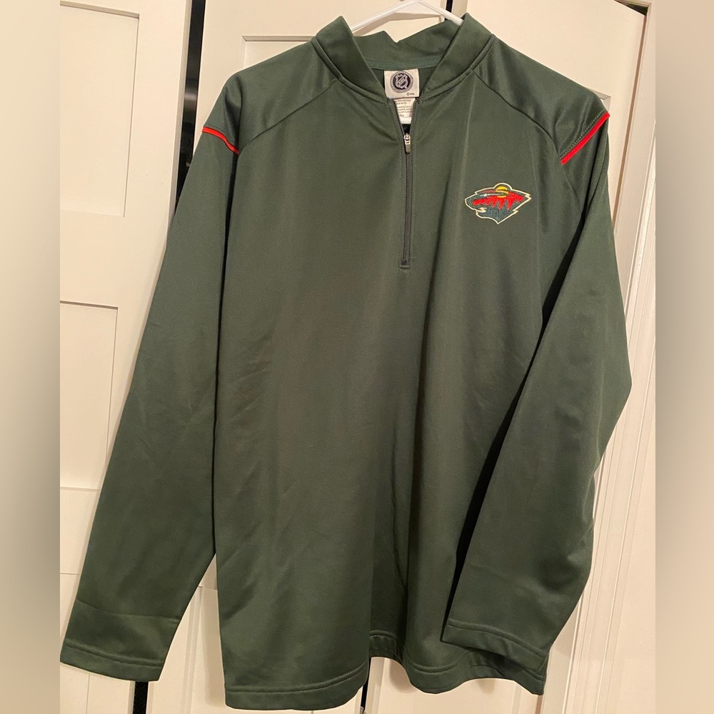 NHL Minnesota Wild Men’s Quarter Zip, Size Large, Green, NWT
